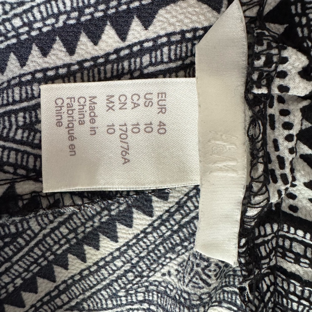 H&M Black and White Geometric print Wide Leg Pants summer pants festival EUC - Picture 4 of 7